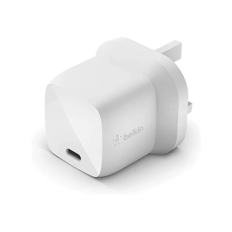 Belkin BoostCharge USB-C PD GaN Wall Charger 30W - White - شاحن